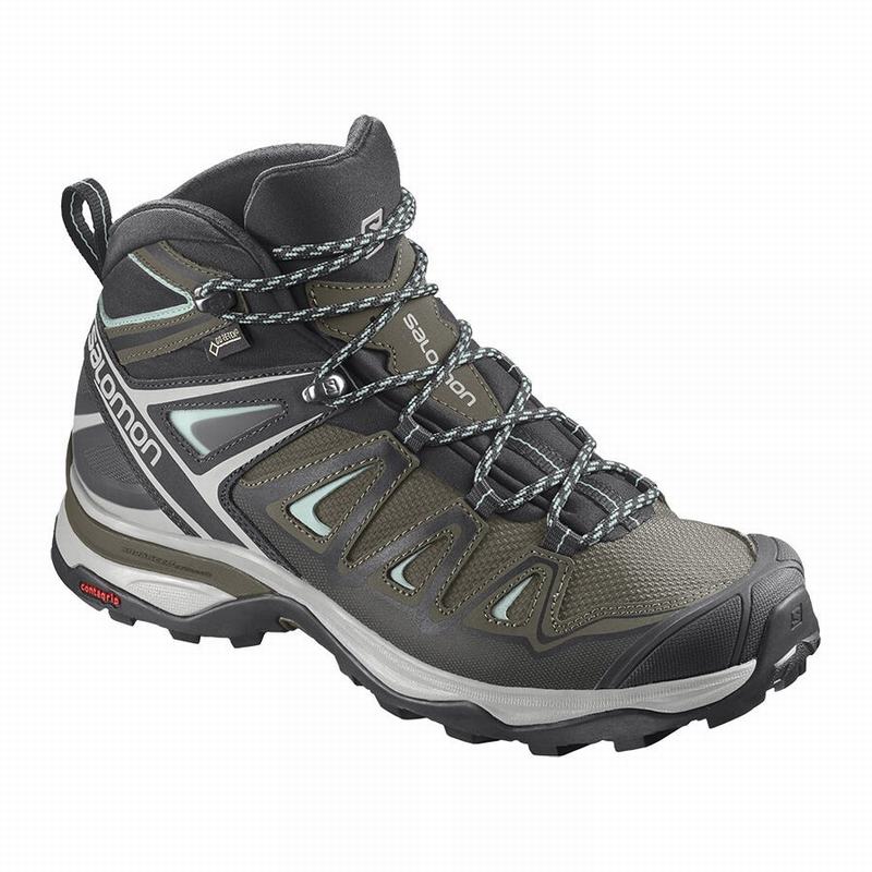 SALOMON X ULTRA 3 MID GORE-TEX Philippines - Women's Hiking Boots - Olive/Black | 763592-RHV